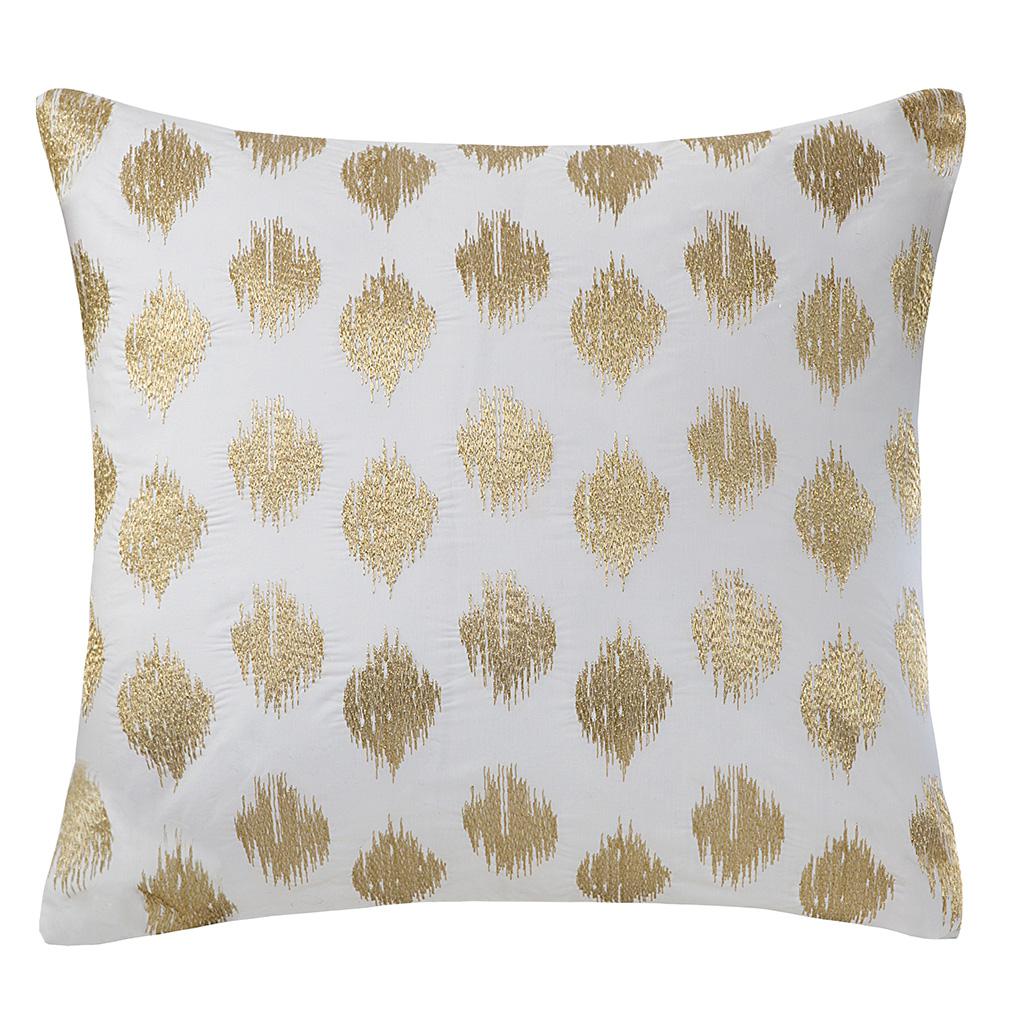 Nadia Dot Metallic Gold Embroidery Pillow - Brown Interiors